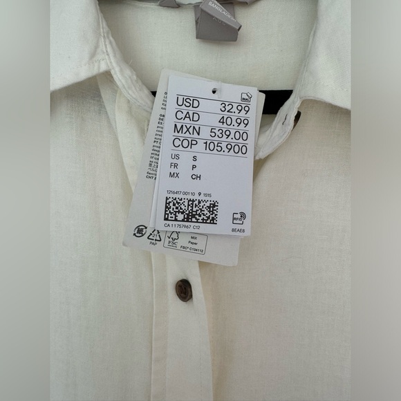 H&M Linen Blend Button Up Shirt - Picture 4 of 5